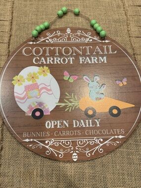 Cottontail Carrot Farm Round Wall Sign - Bunny & Carrot